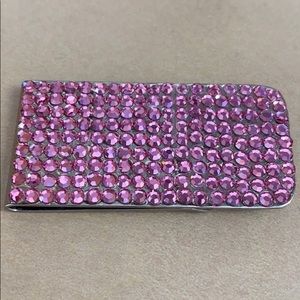 Swarovski money clip, brand new. Pink stones!
